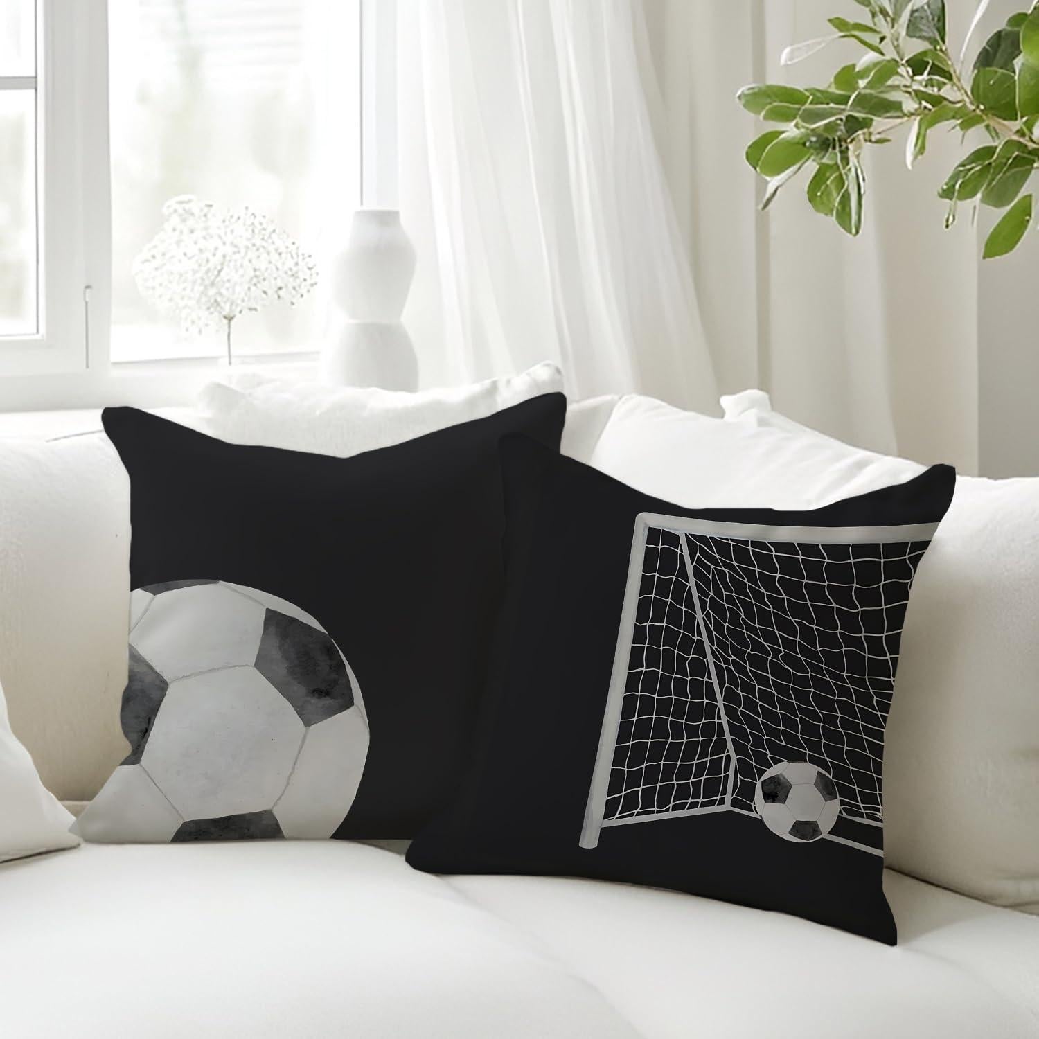 Fundas de Almohada Decorativas KAIOUS Balón de Fútbol 45x45 cm Set 2