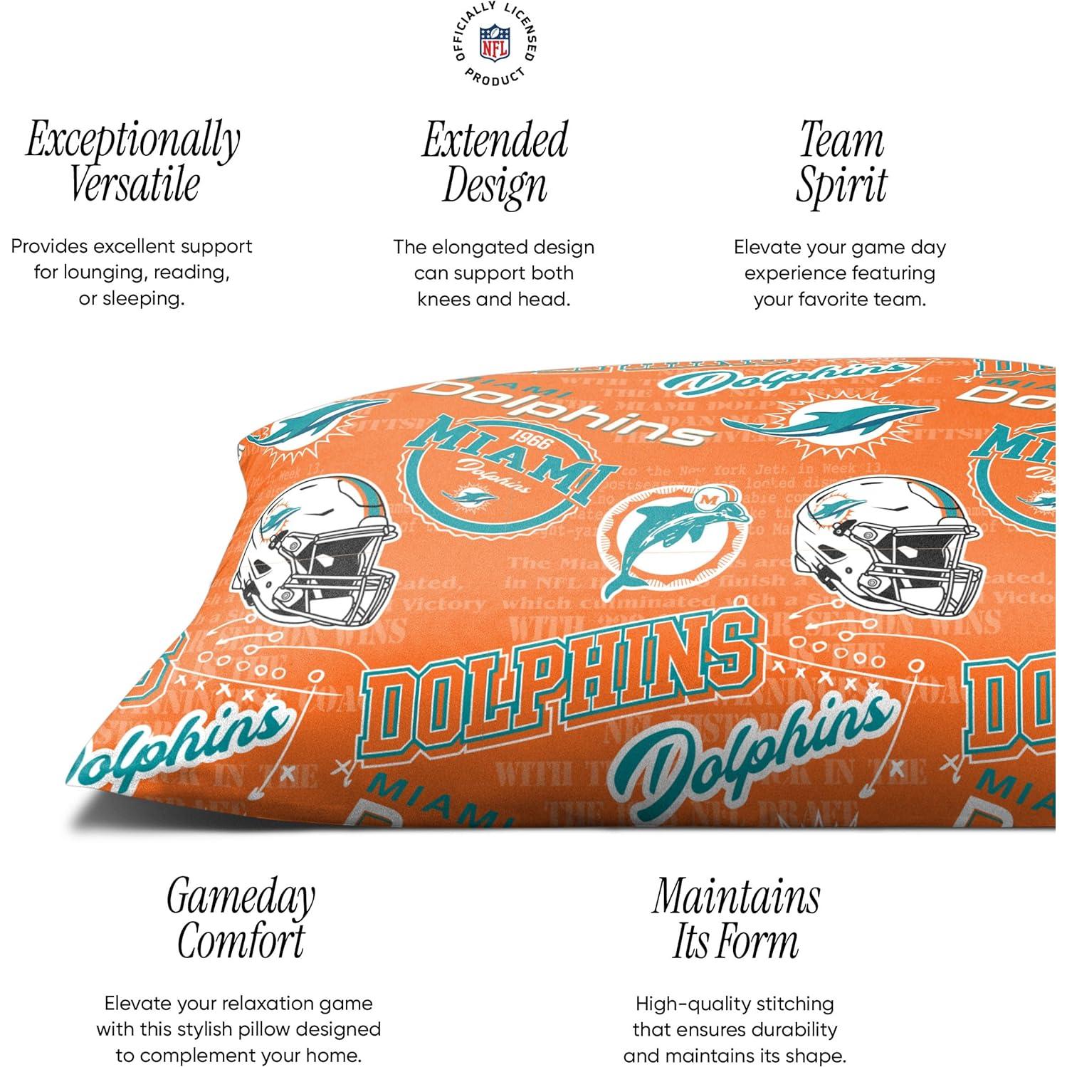 Almohada de Cuerpo de Felpa FOCO NFL Delfines de Miami 137x51cm
