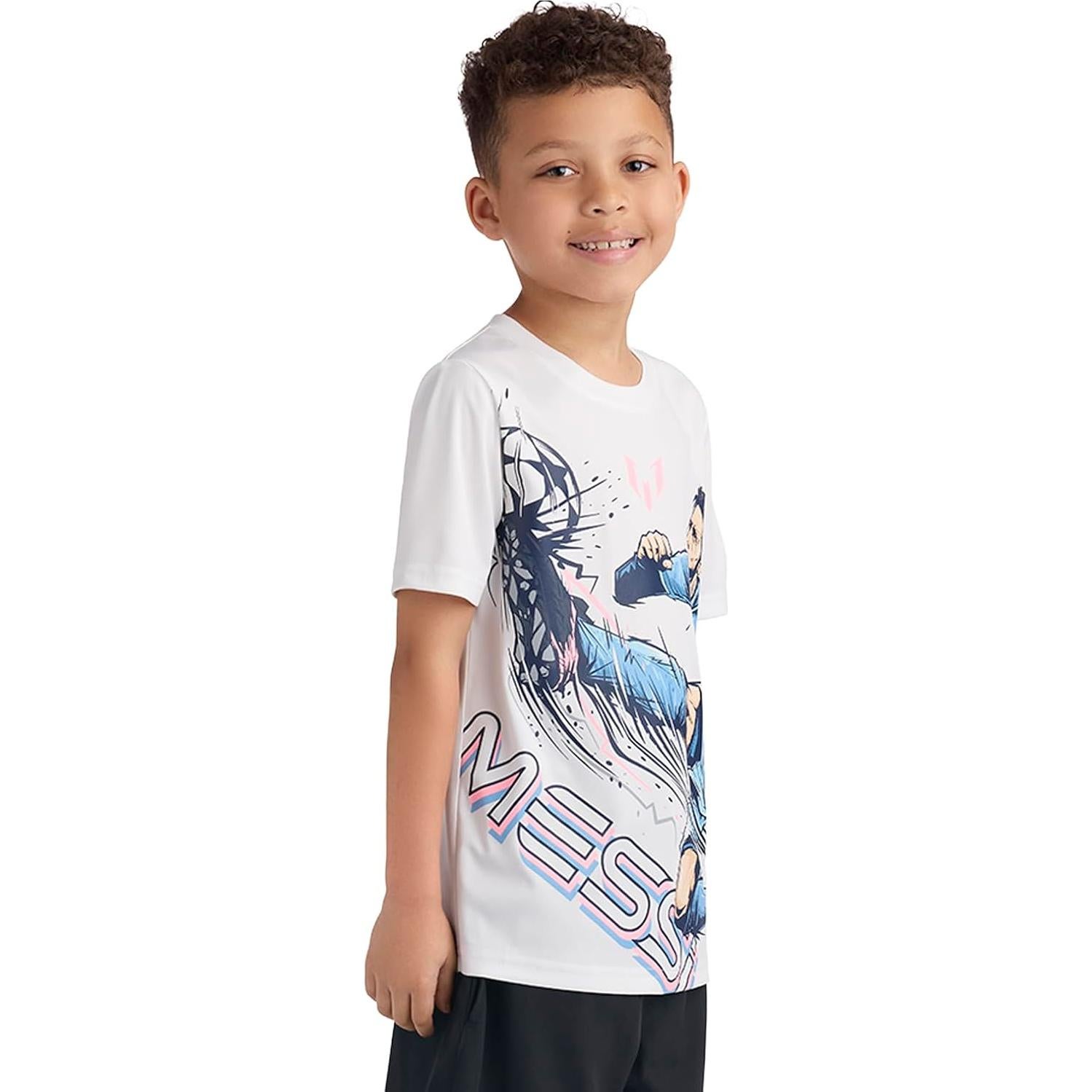 Camiseta de Manga Corta Messi para Niños Talla 18 Blanca