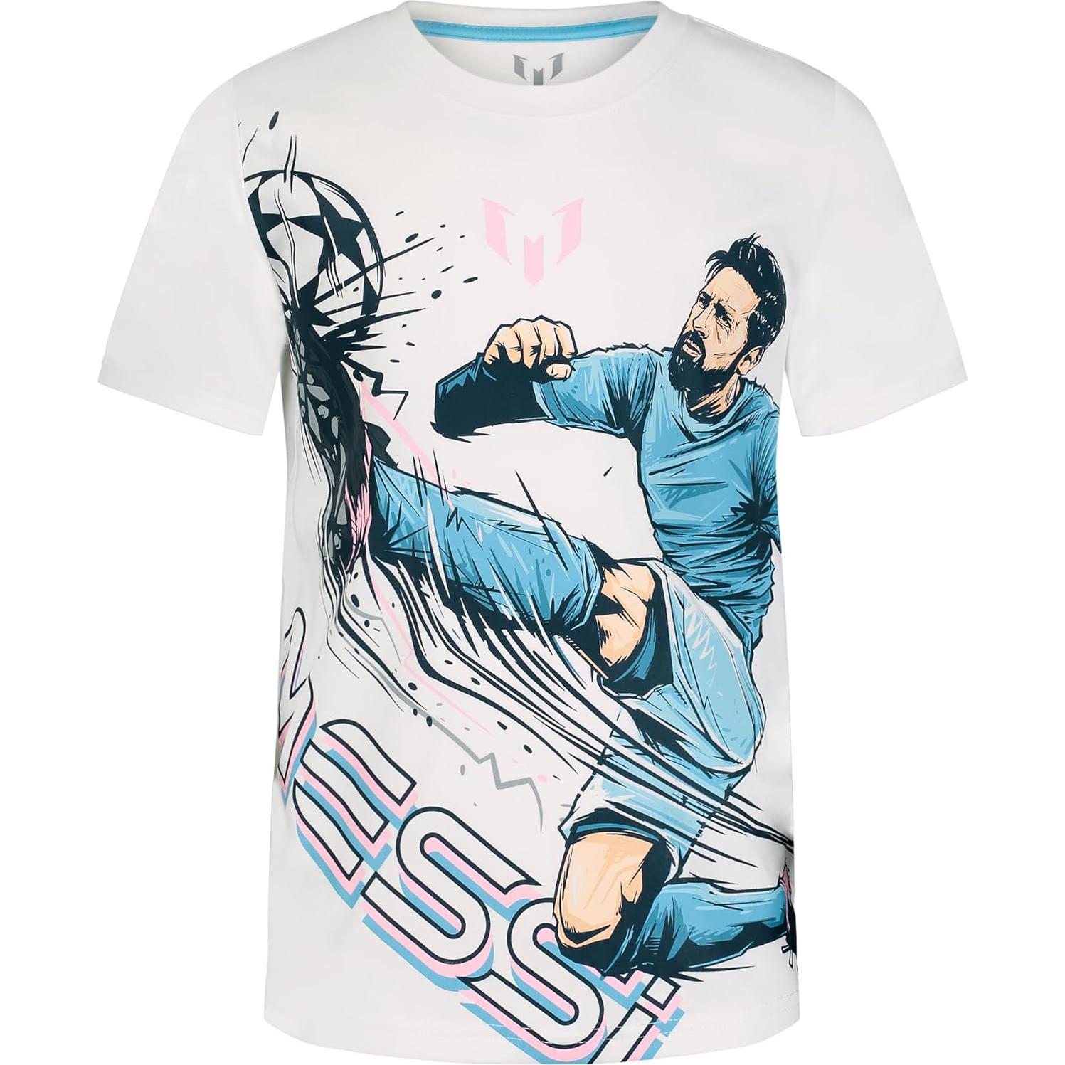 Camiseta de Manga Corta Messi para Niños Talla 18 Blanca