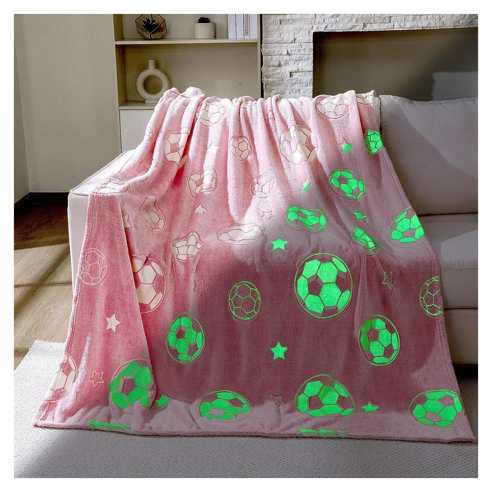 Manta de Fútbol Rosa Hillsuren 127x152 cm Brilla en la Oscuridad