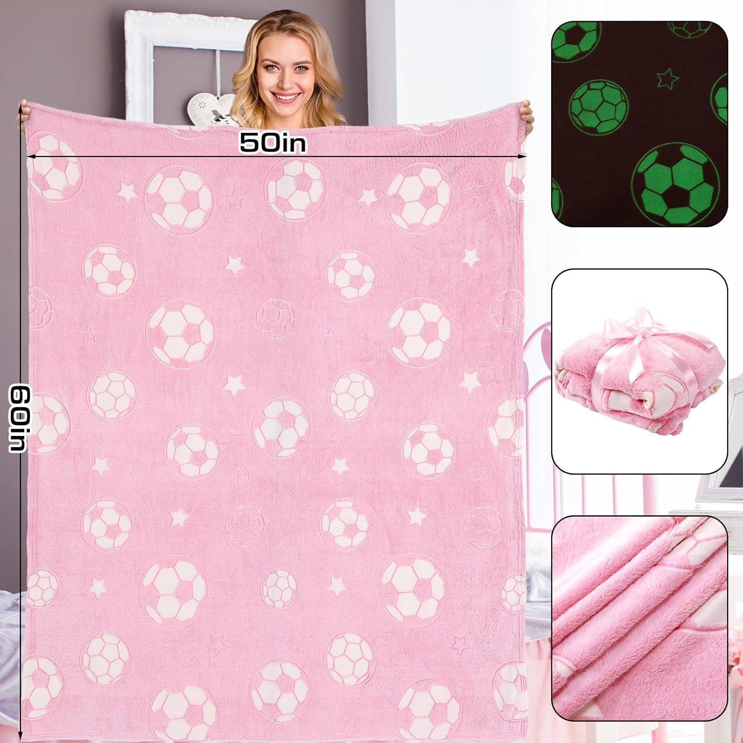 Manta de Fútbol Rosa Hillsuren 127x152 cm Brilla en la Oscuridad