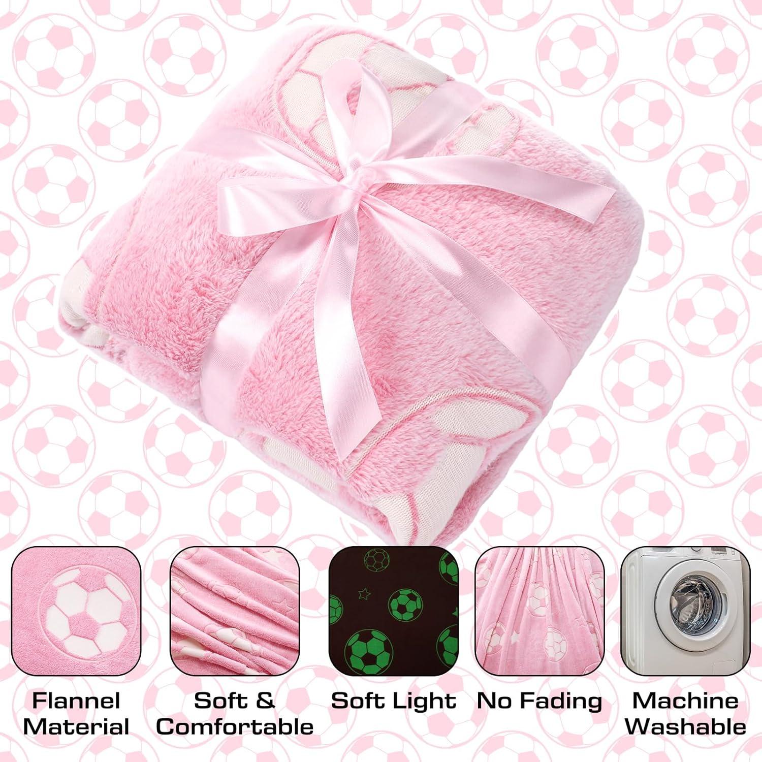 Manta de Fútbol Rosa Hillsuren 127x152 cm Brilla en la Oscuridad