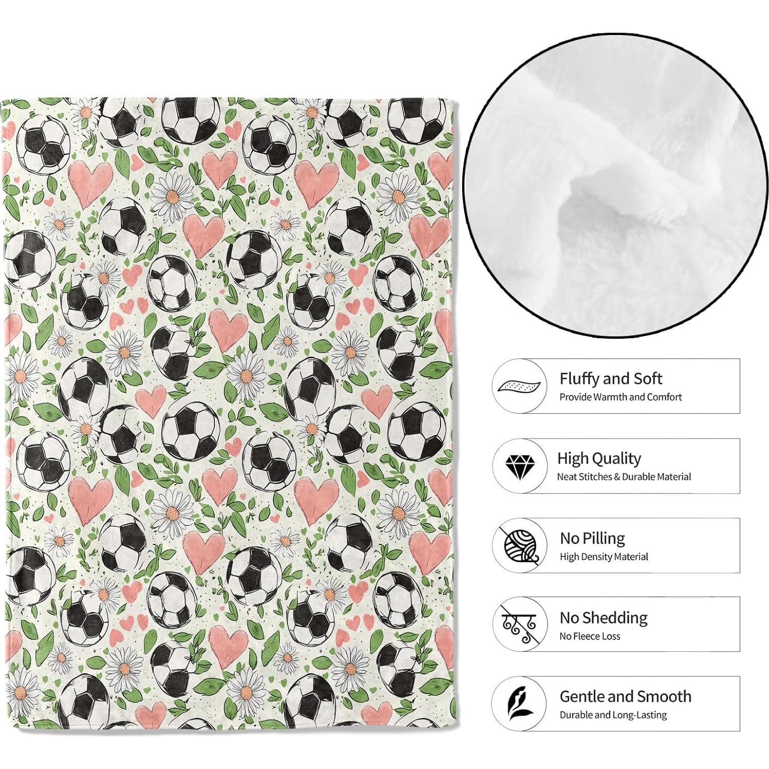 Manta de Franela MIEPOS 127x152cm Fútbol Rosa Moderna