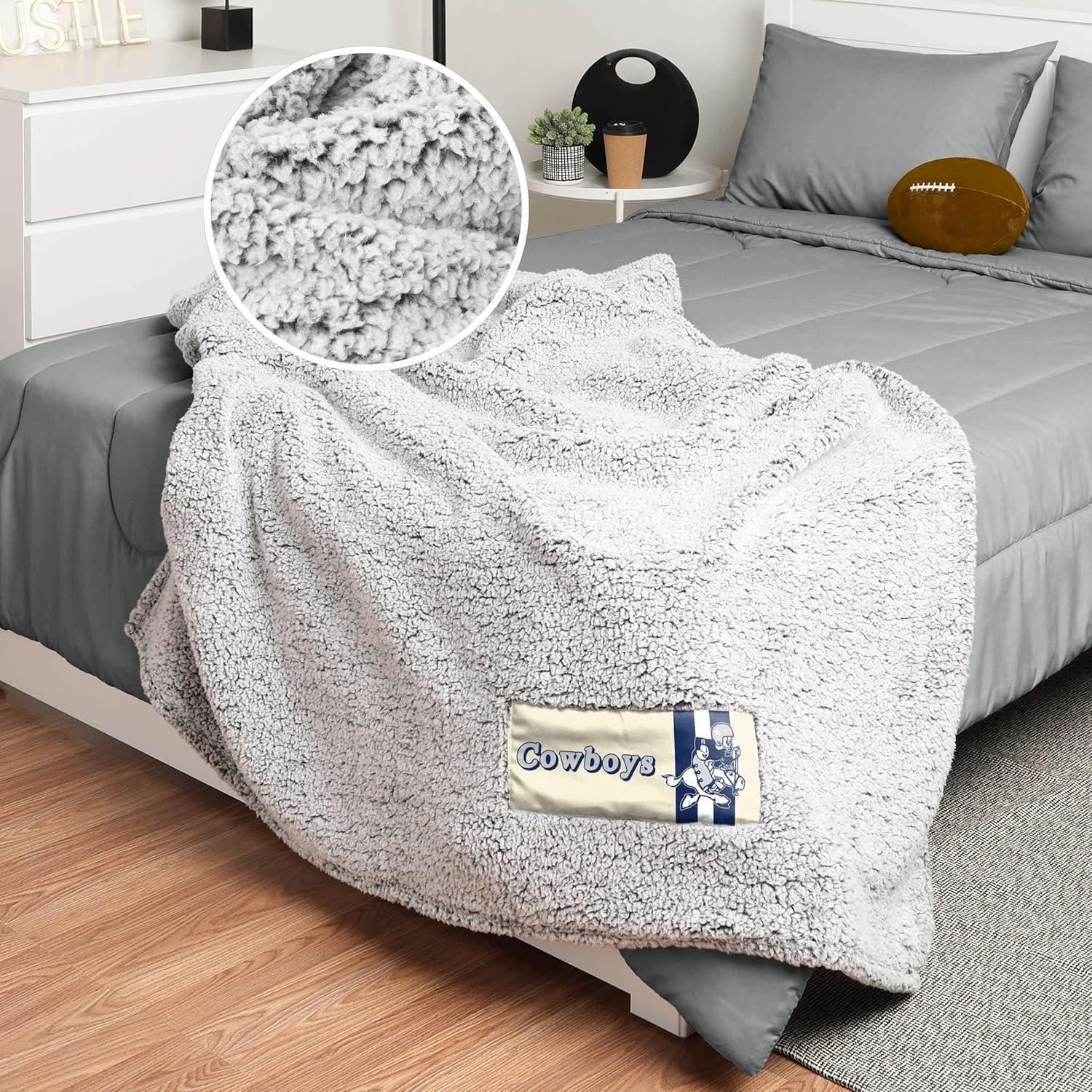 Manta Sherpa Retro Dallas Cowboys FOCO 152x178 cm Oficial