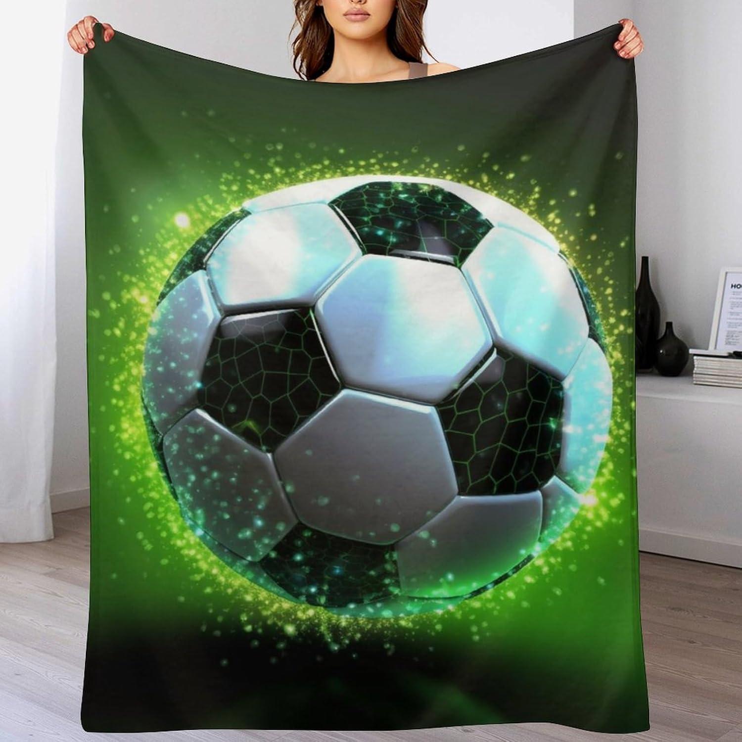 Manta de Franela LXTDPBK 76x102 cm Balón de Fútbol Fresco