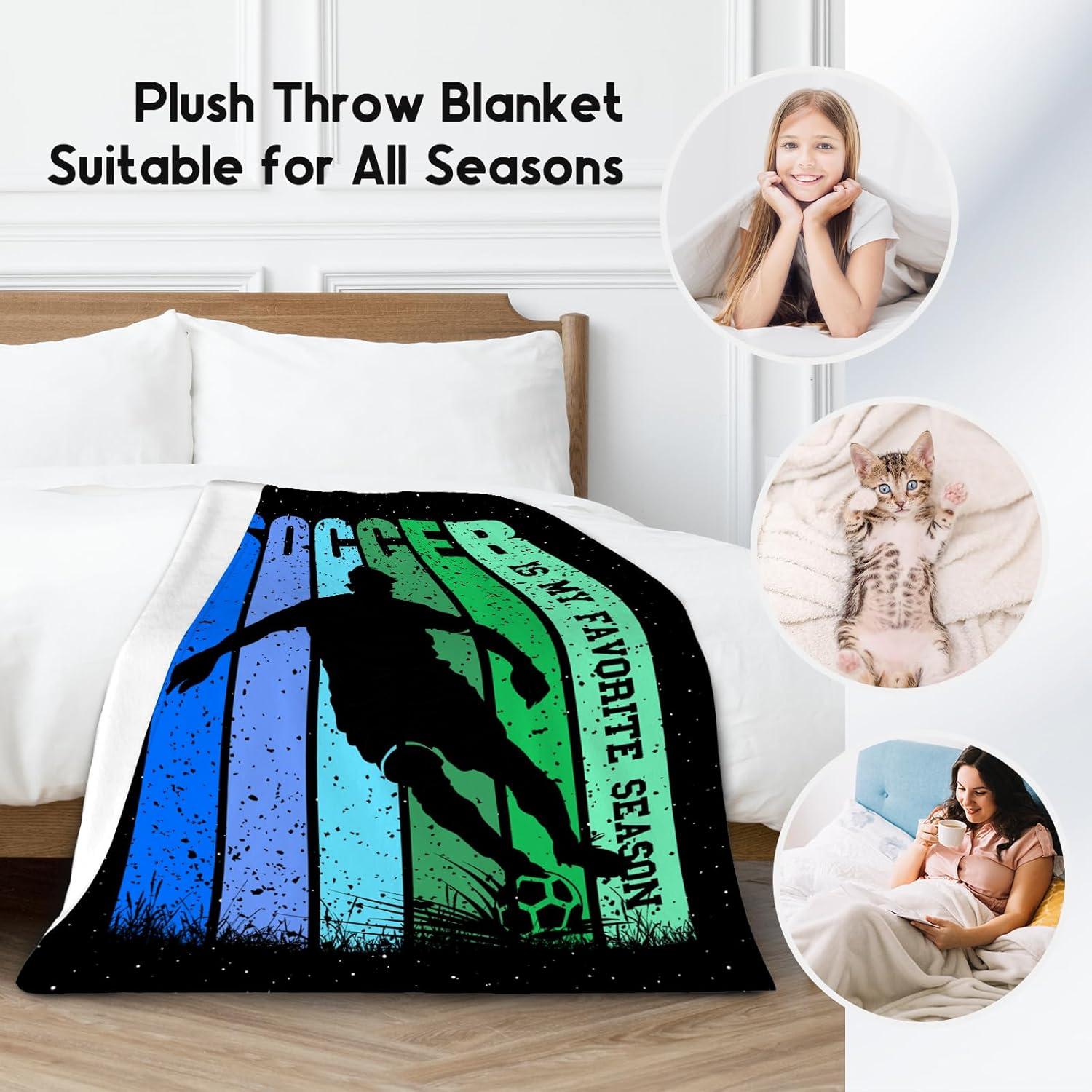 Manta de Fútbol UNIKITTY 127x152cm Franela Suave y Acogedora