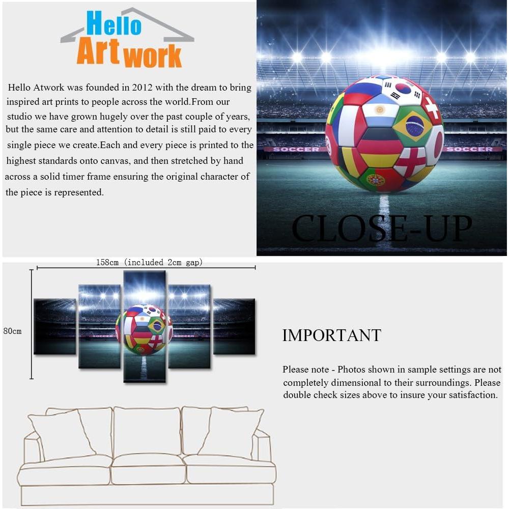 Obra de Arte en Lienzo 5 Piezas Hola Obra de Arte 152x81cm