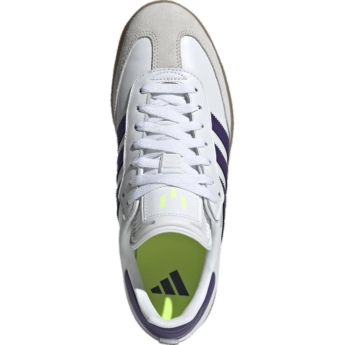 Zapatos de fútbol adidas Samba Messi Hombre IH8161 Blanco/Púrpura Talla 10