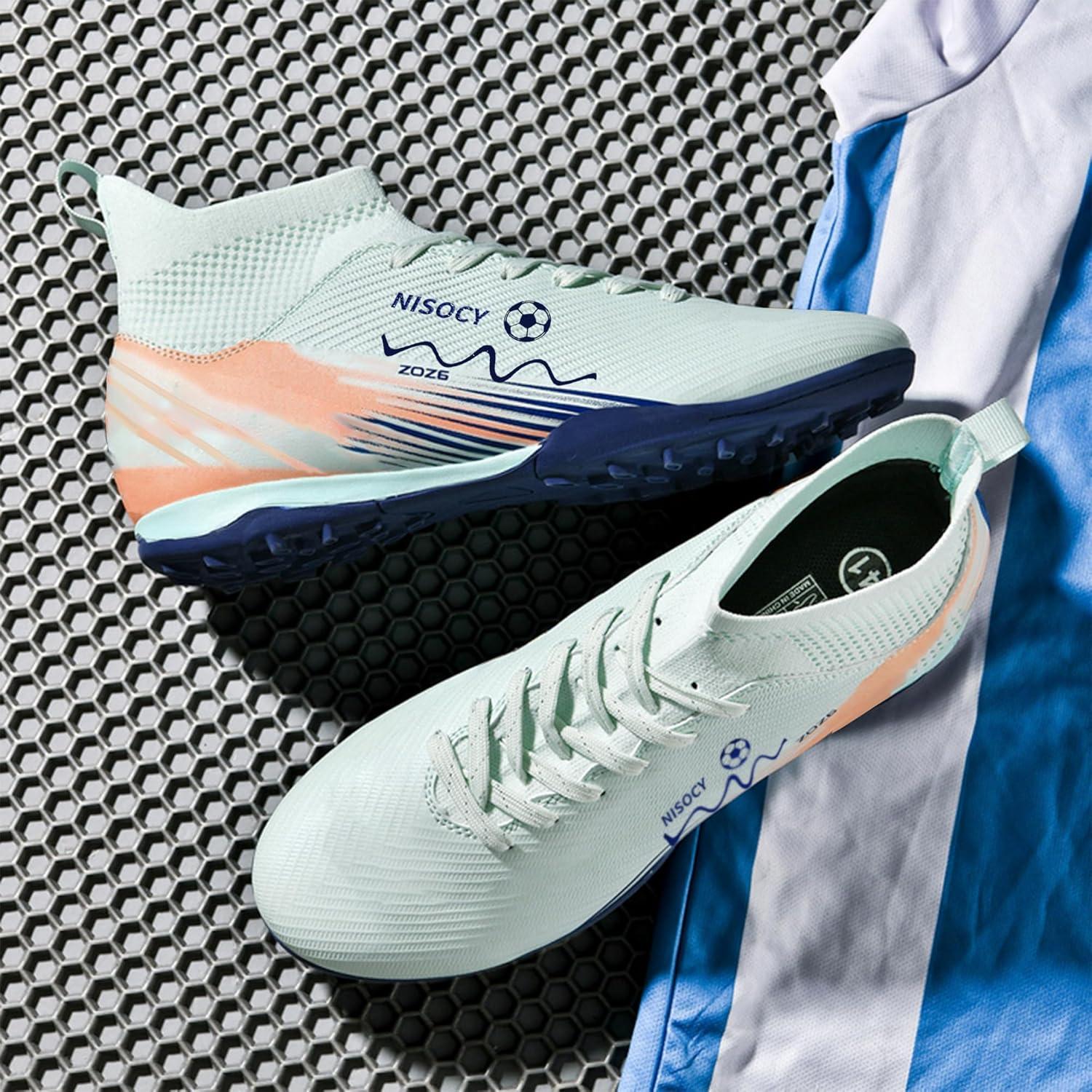 Zapatos de Fútbol NISOCY Verde Claro Tacos Profesionales 6.5