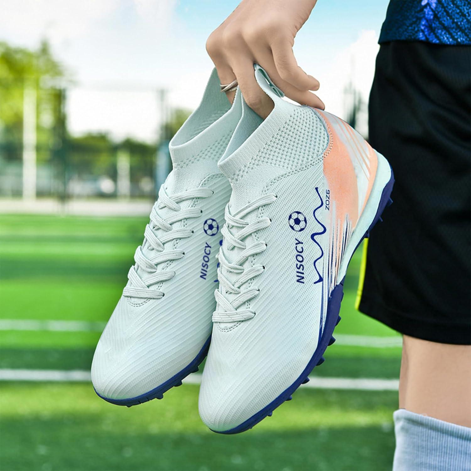 Zapatos de Fútbol NISOCY Verde Claro Tacos Profesionales 6.5