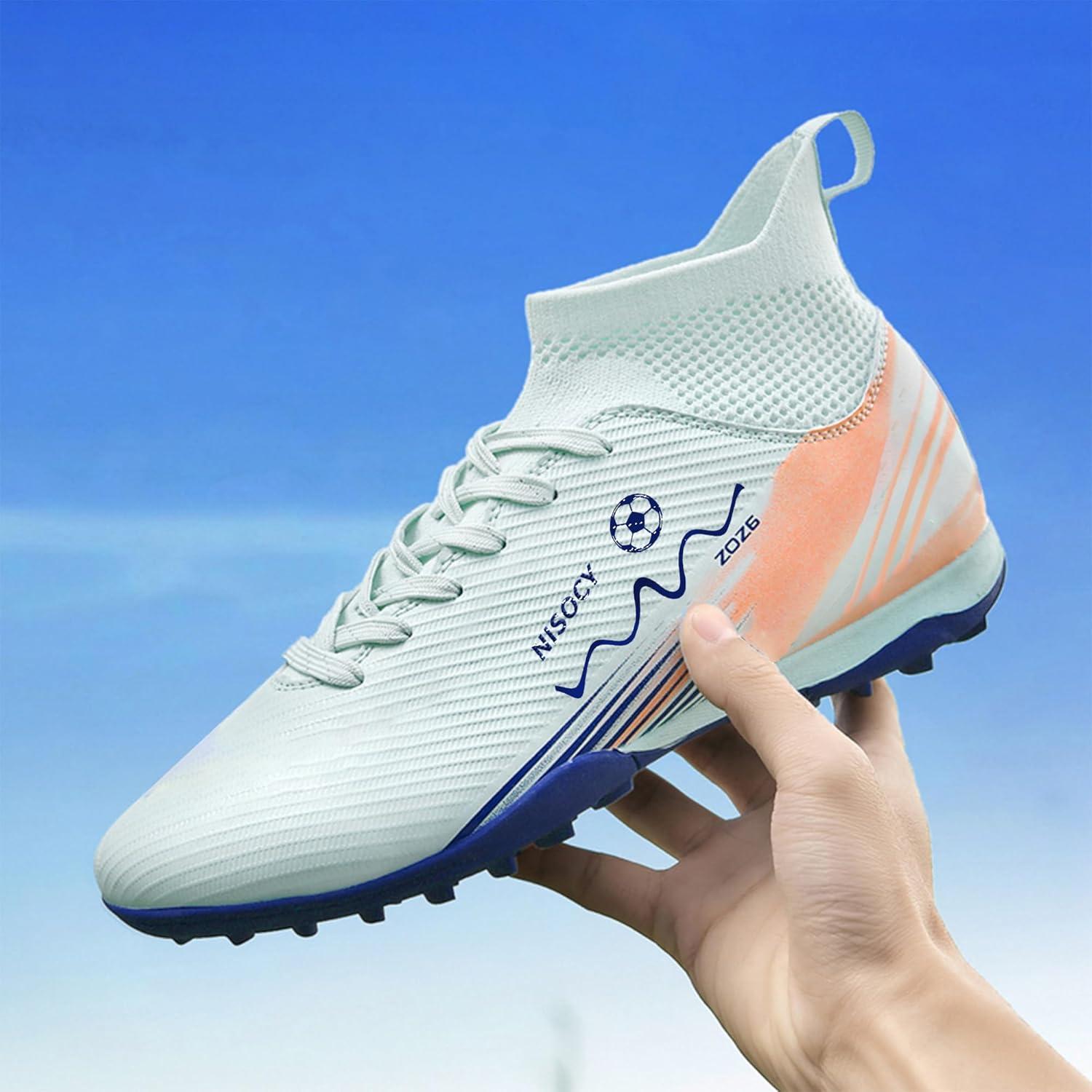 Zapatos de Fútbol NISOCY Verde Claro Tacos Profesionales 6.5