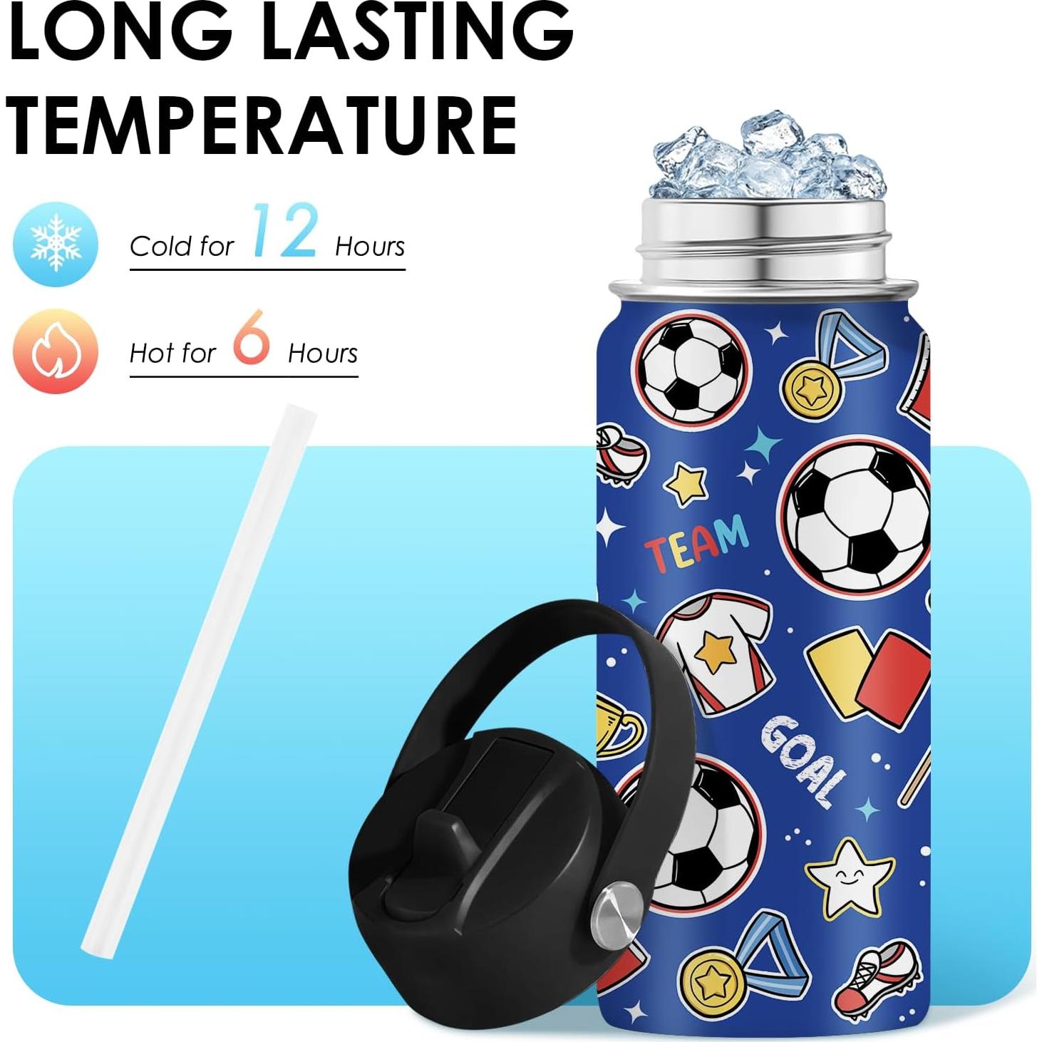 Botella de Agua de Acero Inoxidable 16 Oz xiiai Fútbol