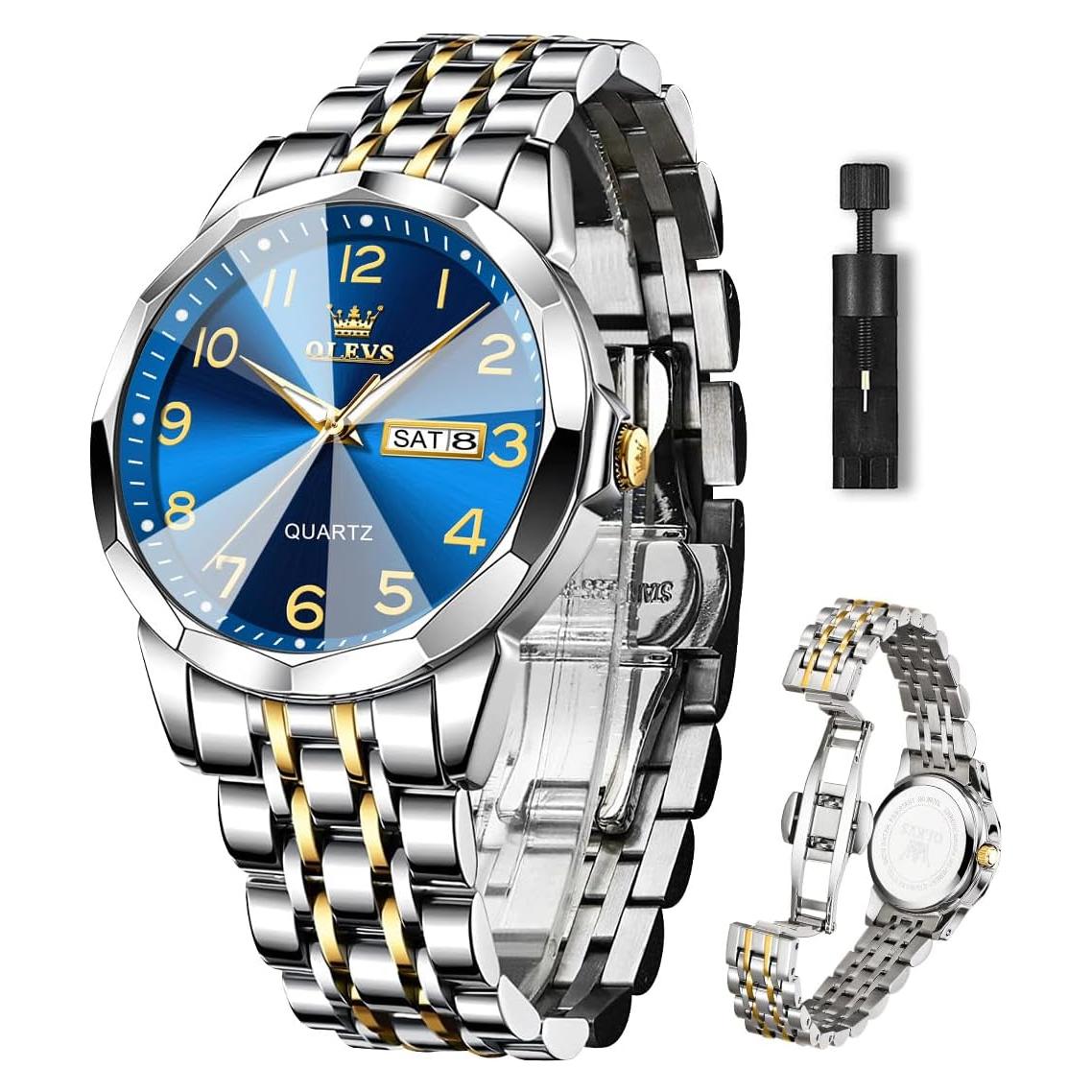 Reloj de Hombre OLEVS Analógico Acero Inoxidable Azul Plata