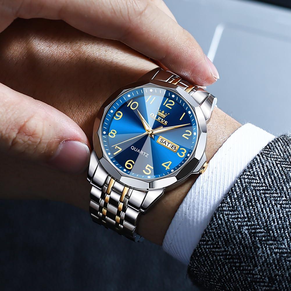 Reloj de Hombre OLEVS Analógico Acero Inoxidable Azul Plata