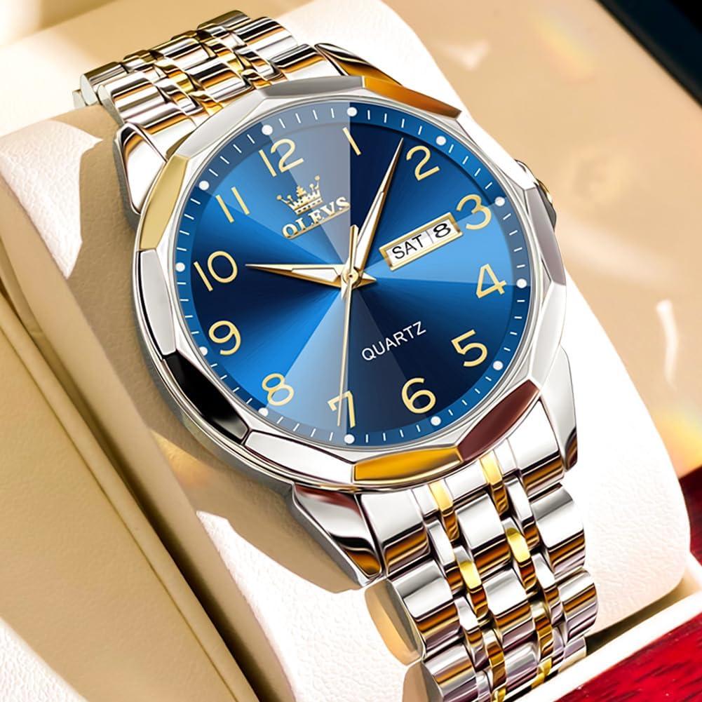 Reloj de Hombre OLEVS Analógico Acero Inoxidable Azul Plata