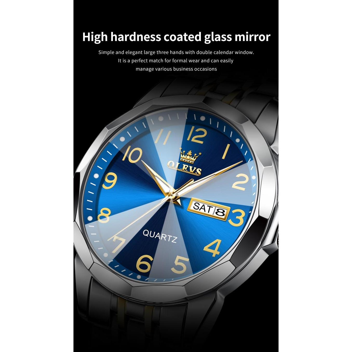 Reloj de Hombre OLEVS Analógico Acero Inoxidable Azul Plata