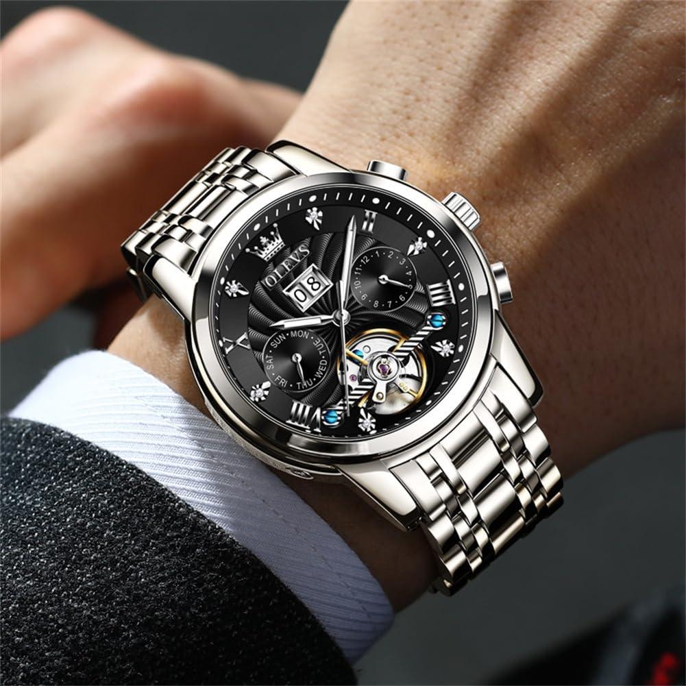 Reloj Automático OLEVS G9910 para Hombres con Tourbillon y Diamantes
