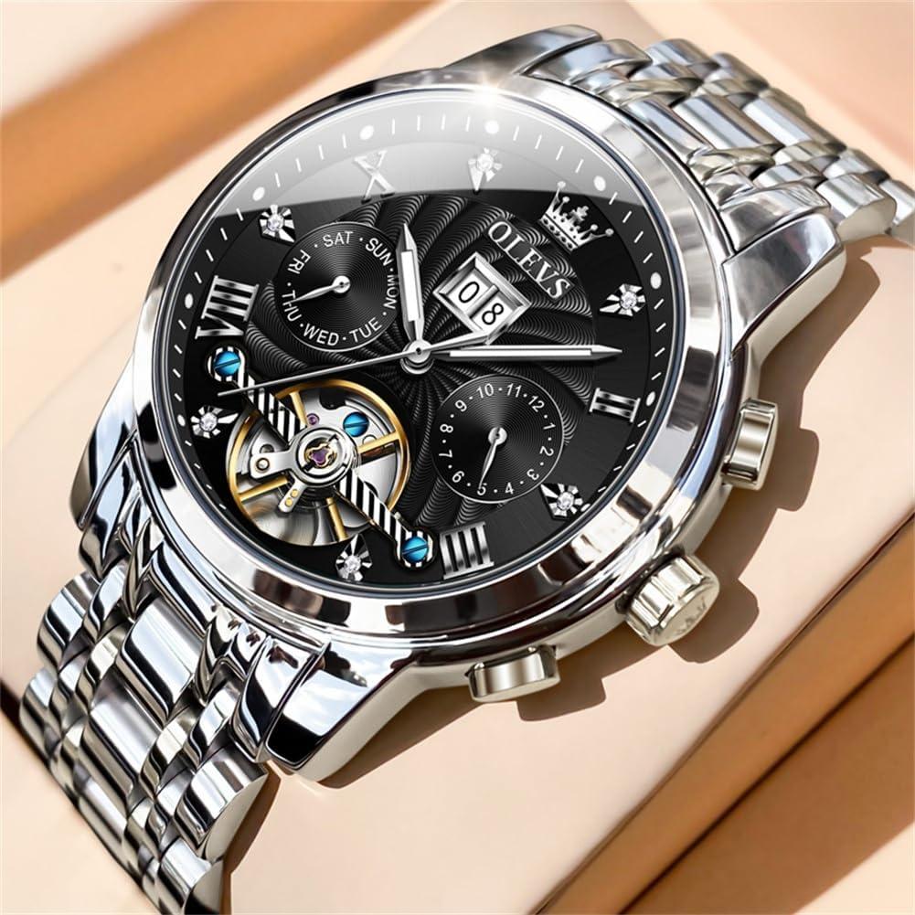 Reloj Automático OLEVS G9910 para Hombres con Tourbillon y Diamantes
