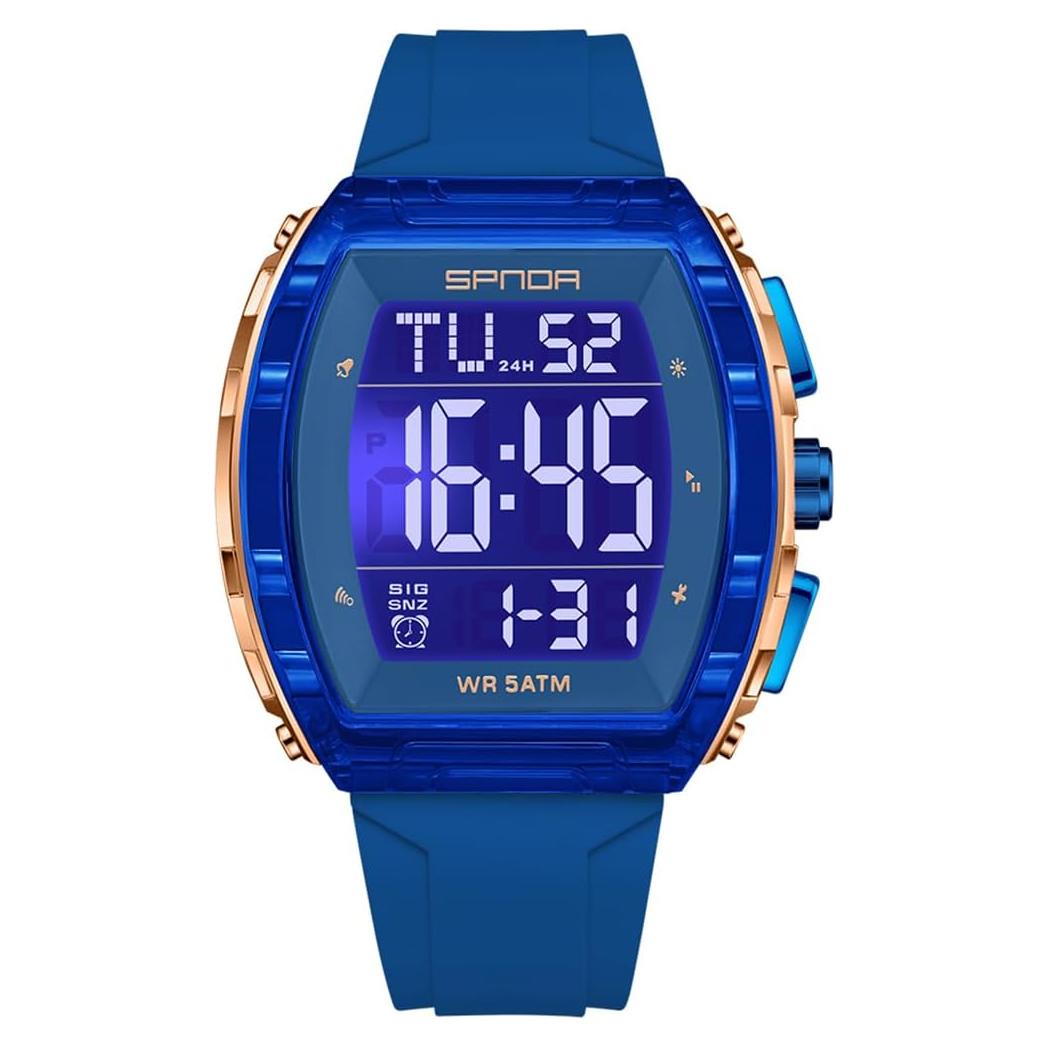 Reloj Digital PASOY Tonneau Doble Hora 5ATM Impermeable