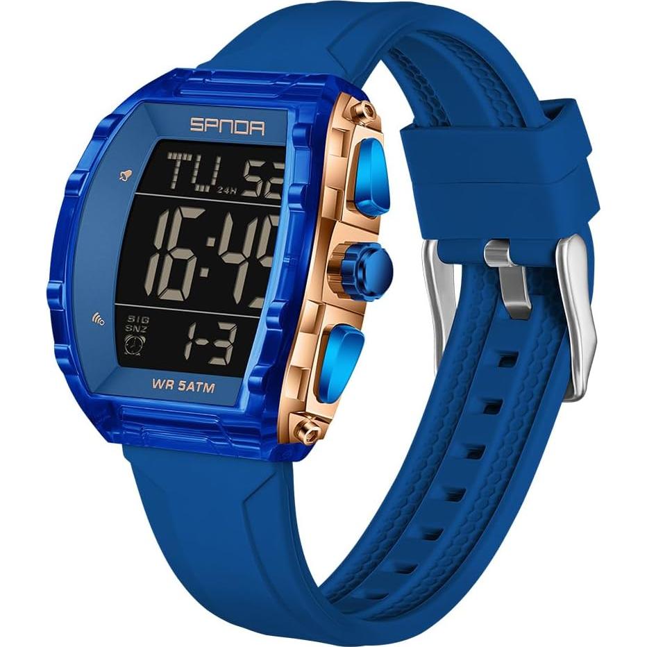 Reloj Digital PASOY Tonneau Doble Hora 5ATM Impermeable