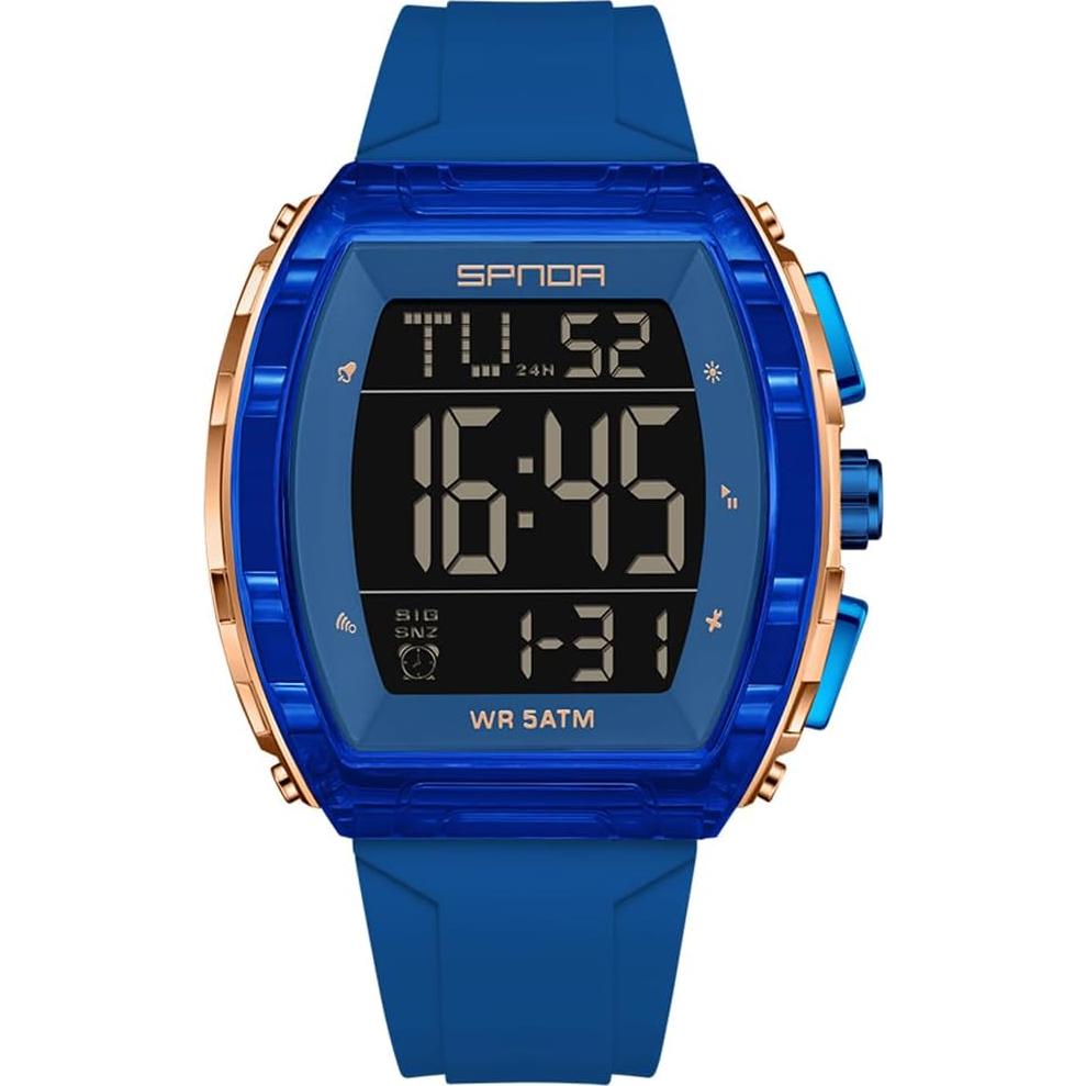 Reloj Digital PASOY Tonneau Doble Hora 5ATM Impermeable