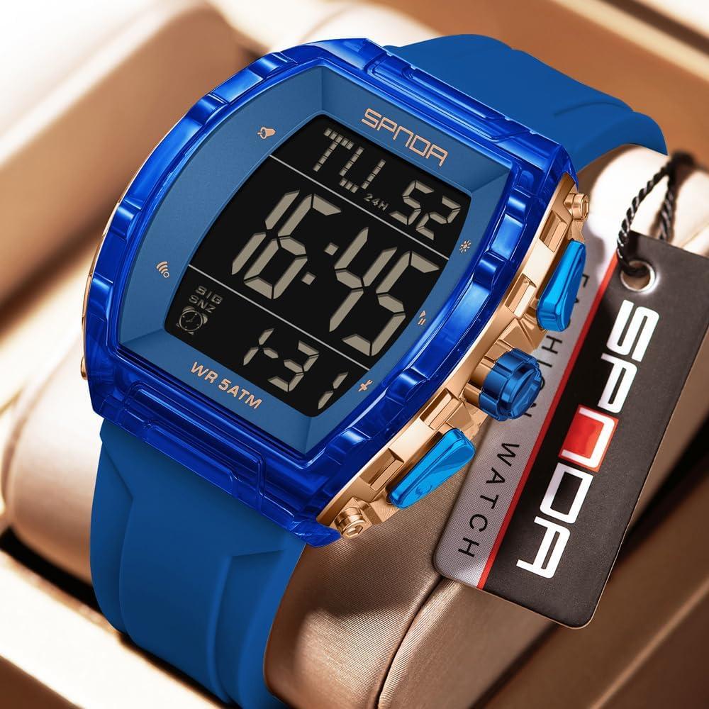 Reloj Digital PASOY Tonneau Doble Hora 5ATM Impermeable