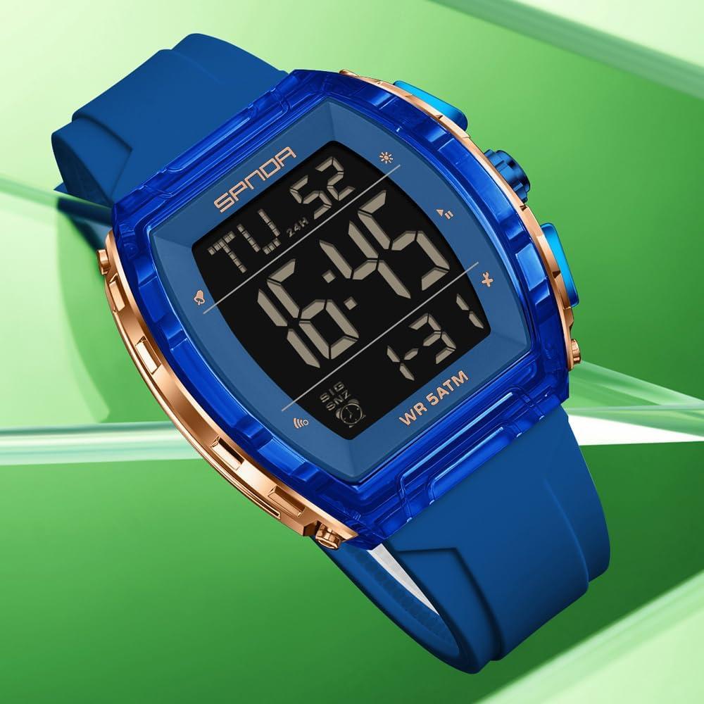 Reloj Digital PASOY Tonneau Doble Hora 5ATM Impermeable