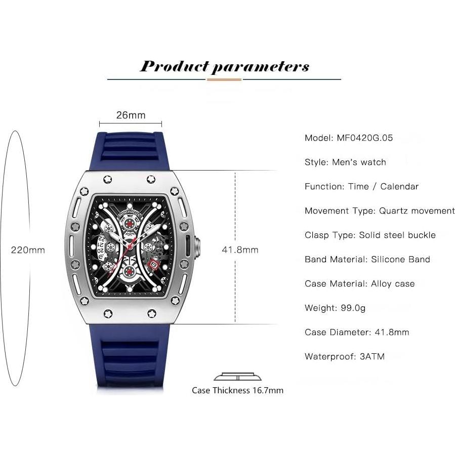 Reloj de Pulsera Hombre YUNSML Cronógrafo Azul 48mm