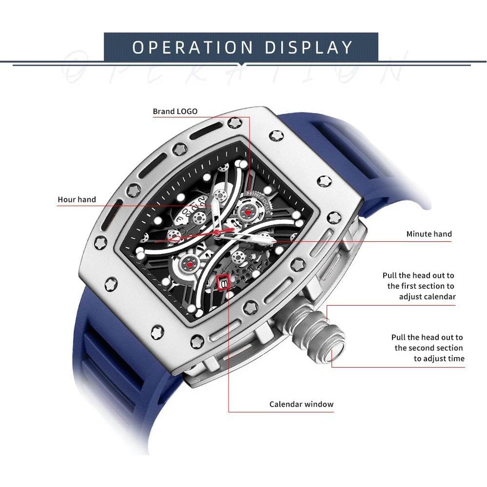 Reloj de Pulsera Hombre YUNSML Cronógrafo Azul 48mm