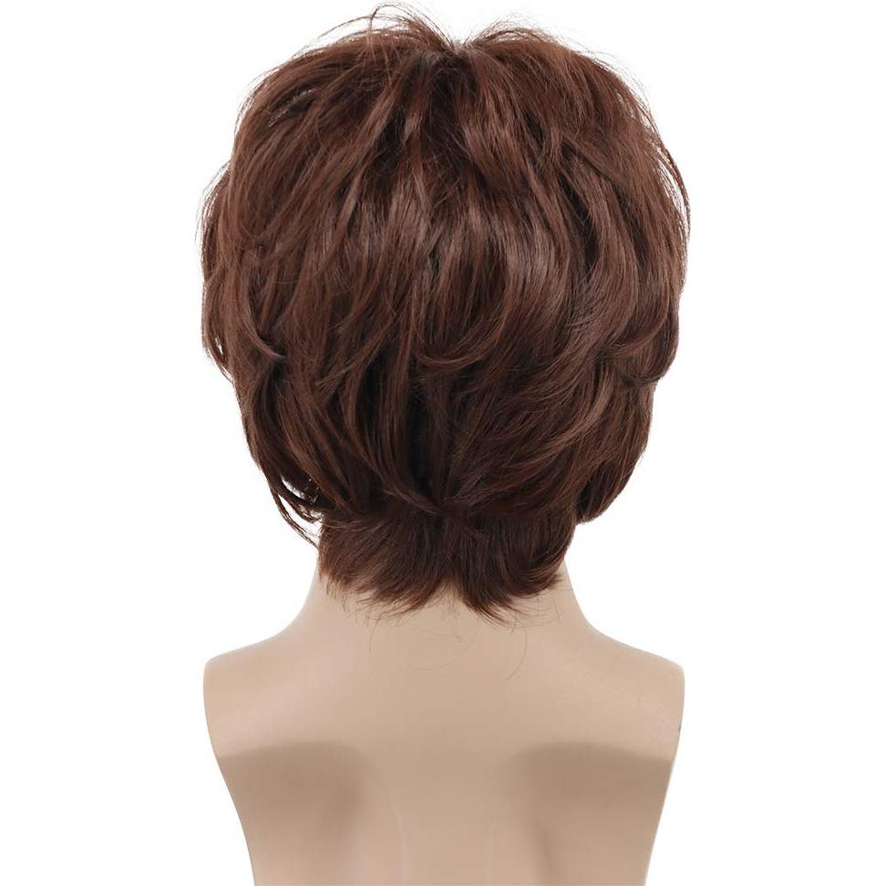 Peluca Disco para Hombres VGbeaty Marrón con Bigote 22.86 cm