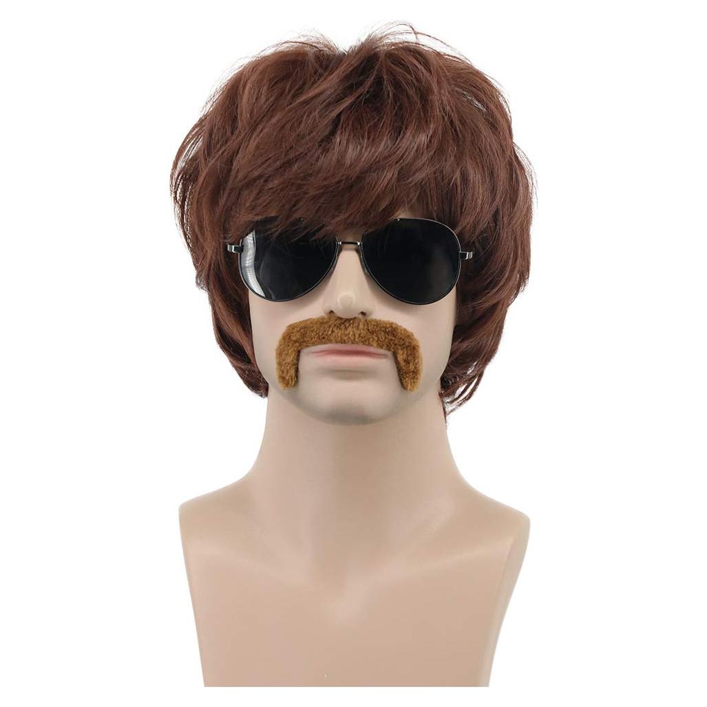 Peluca corta ondulada marrón para hombre Karlery 70s