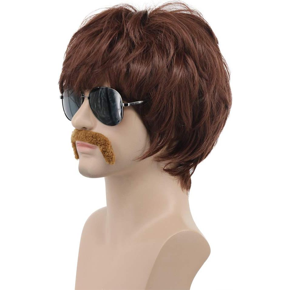 Peluca corta ondulada marrón para hombre Karlery 70s