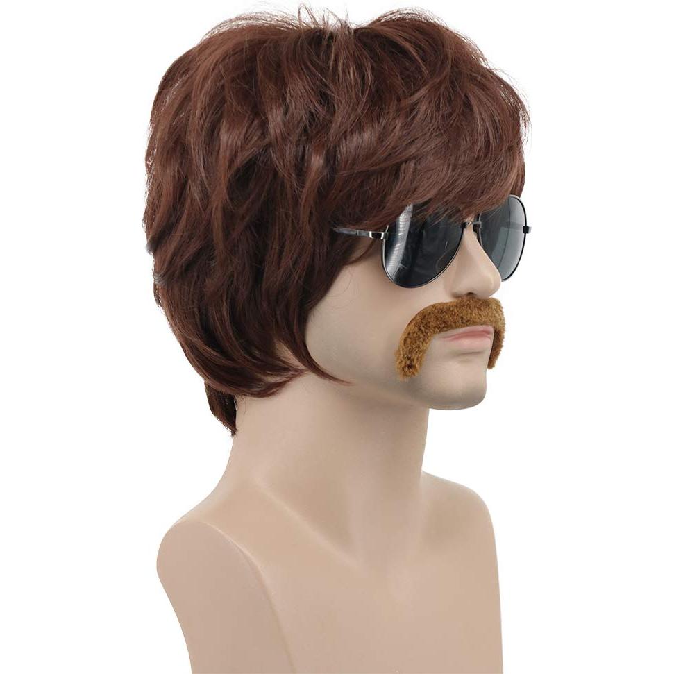 Peluca corta ondulada marrón para hombre Karlery 70s