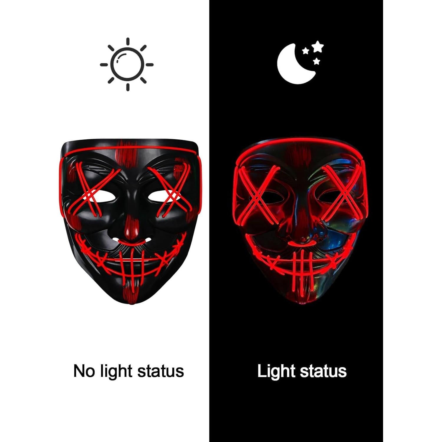 Máscara LED Espeluznante Electroluminiscente para Halloween