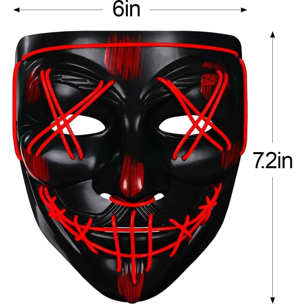 Máscara LED Espeluznante Electroluminiscente para Halloween
