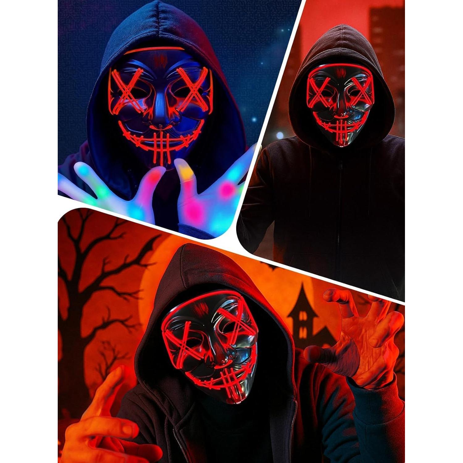 Máscara LED Espeluznante Electroluminiscente para Halloween