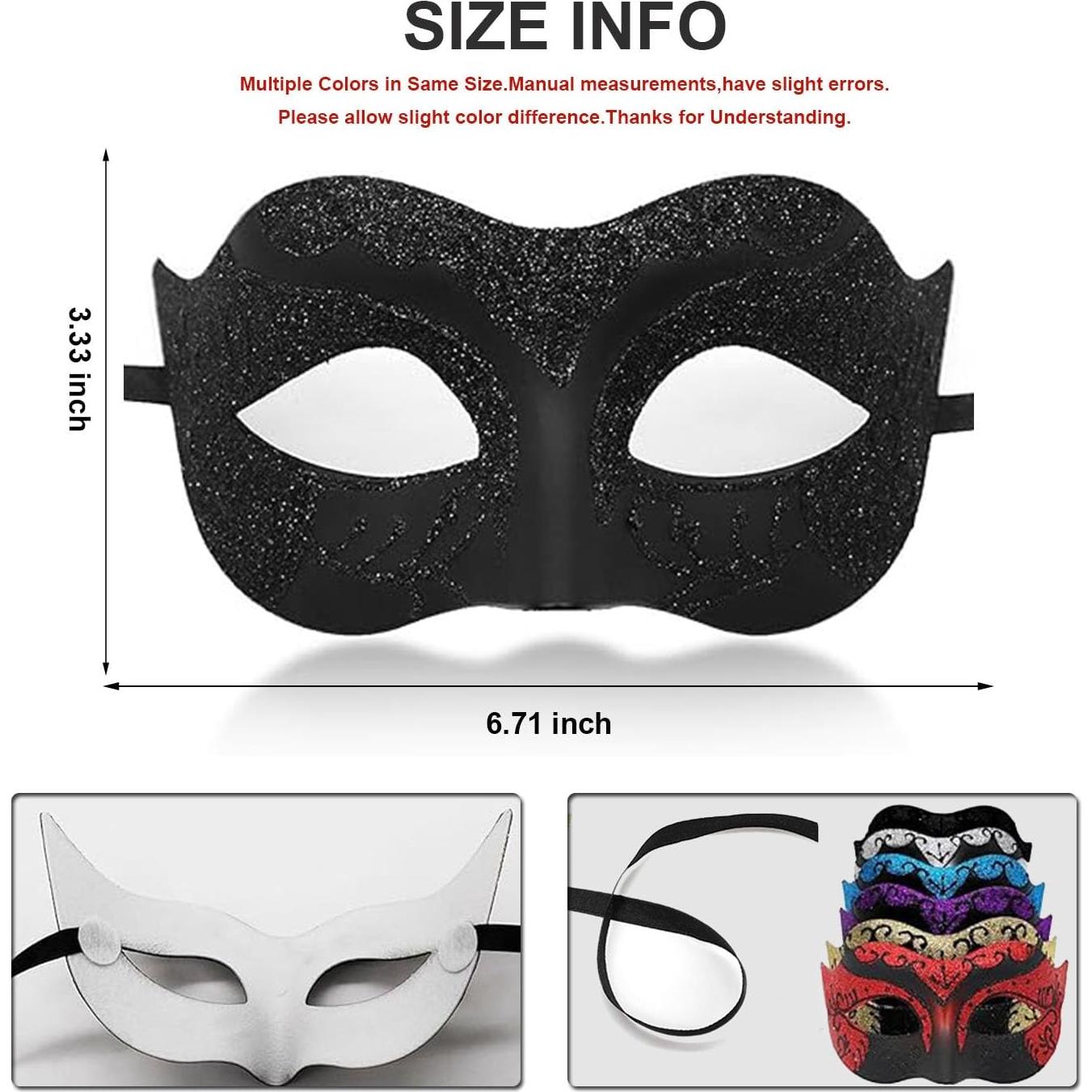 Máscara Veneciana de Mascarada Negra para Hombres y Mujeres