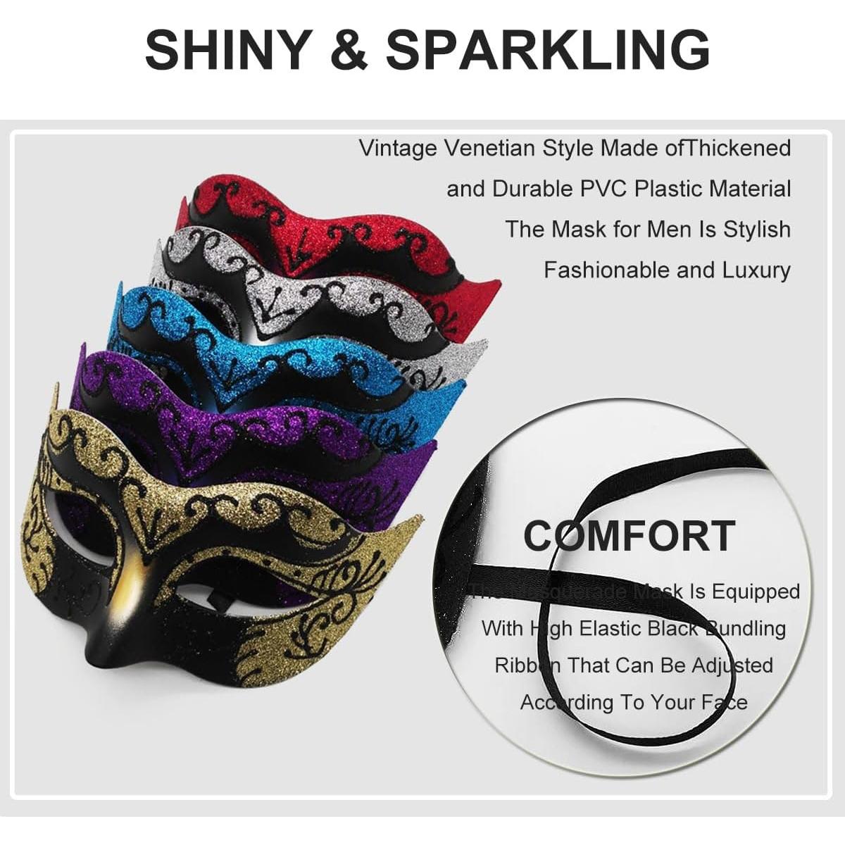 Máscara Veneciana de Mascarada Negra para Hombres y Mujeres
