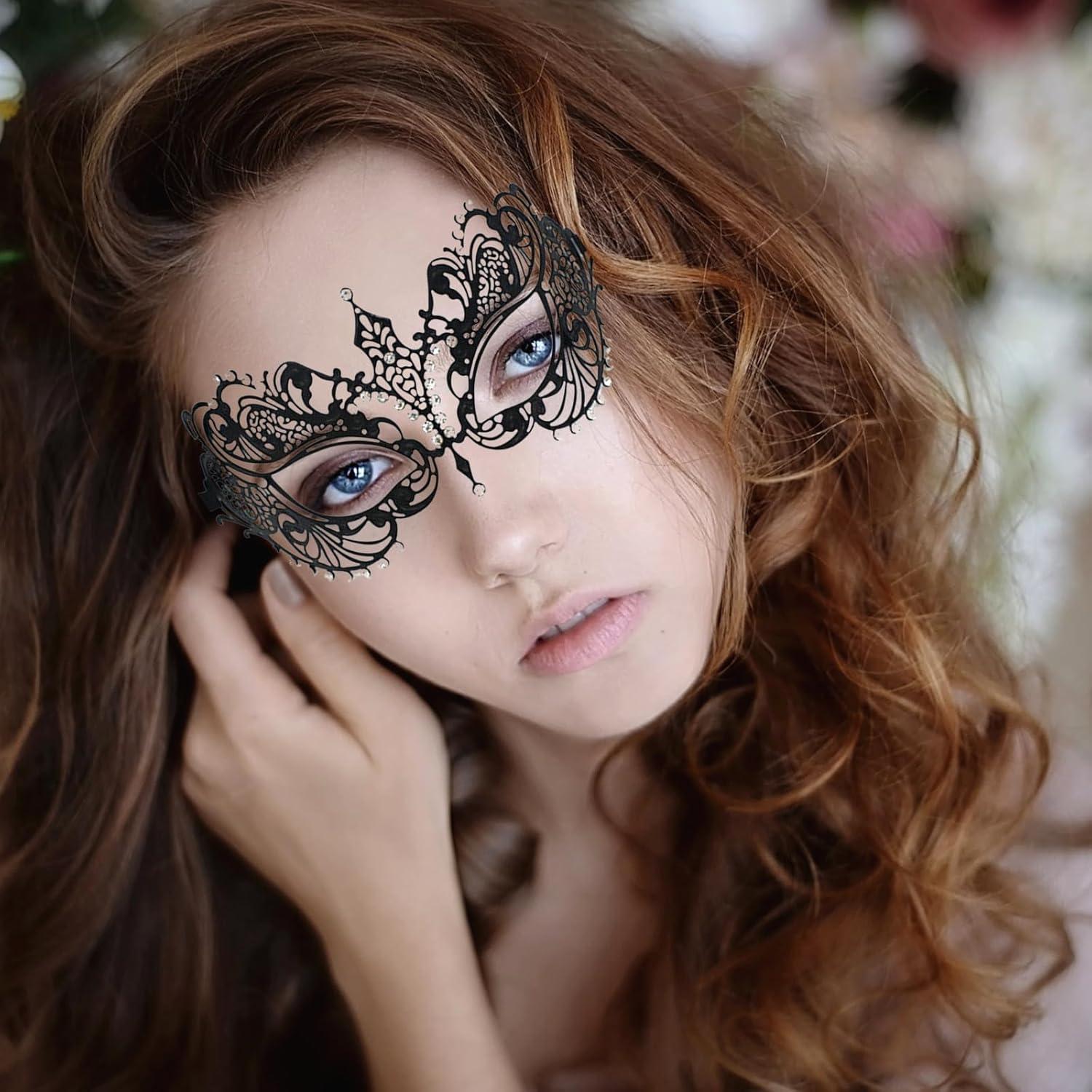 Máscara de Masquerade JOYFISCO de Metal con Rhinestones