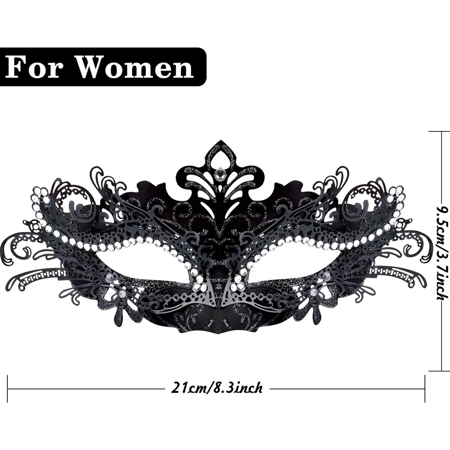 Máscaras de Fiesta para Parejas SIQUK - Metal y Plástico Negro