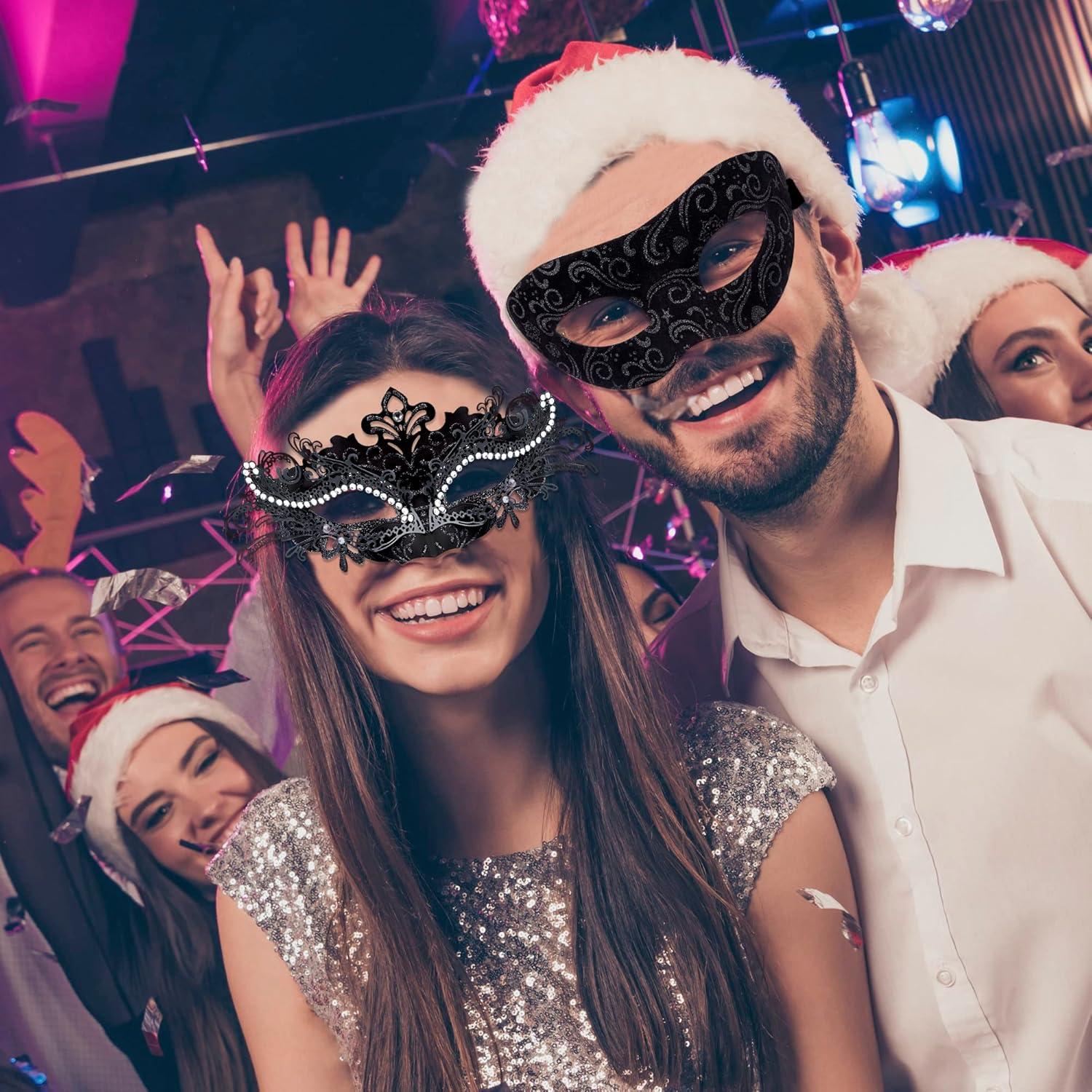 Máscaras de Fiesta para Parejas SIQUK - Metal y Plástico Negro