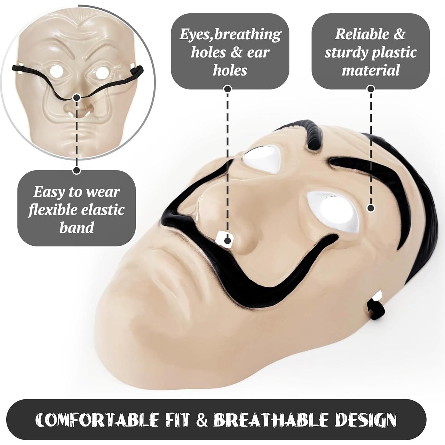 Máscaras de Robo de Dinero Salvador Dalí - 2 Piezas 16.5x25.5cm