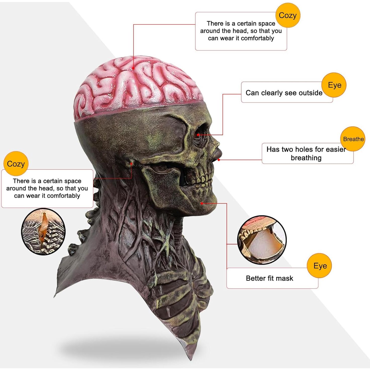 Máscara de Calavera de Láttex Realista MITNOTY para Halloween