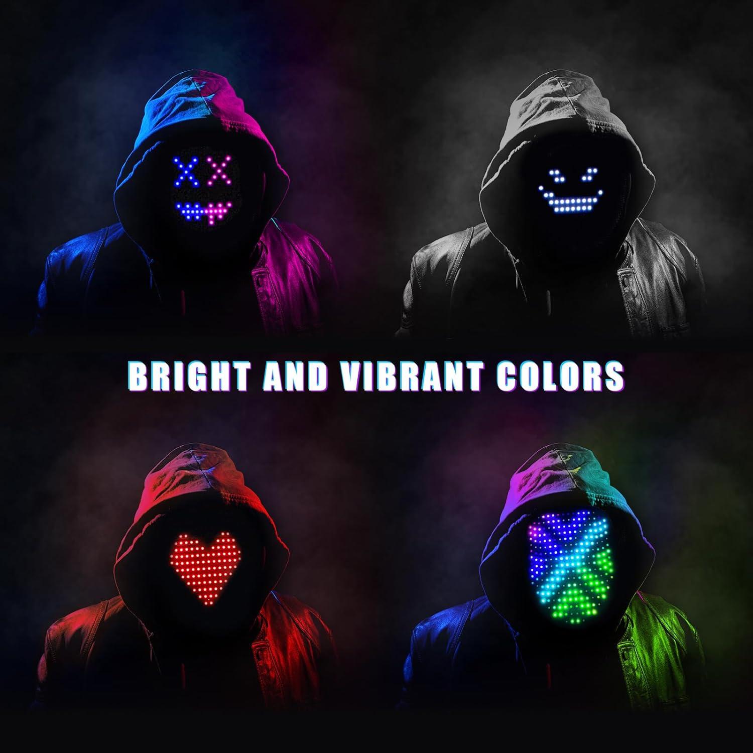 Máscara LED QAQ con Detección de Gestos y 50 Patrones