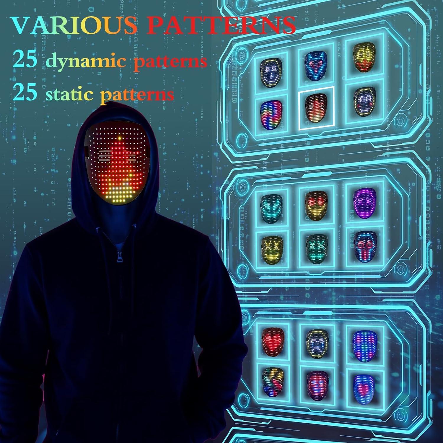 Máscara LED Transformadora con Detección de Gestos - Recargable