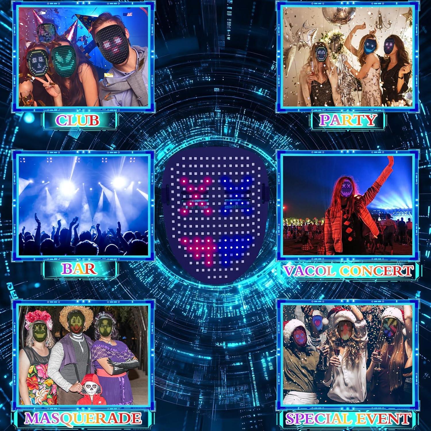 Máscara LED Transformadora con Detección de Gestos - Recargable