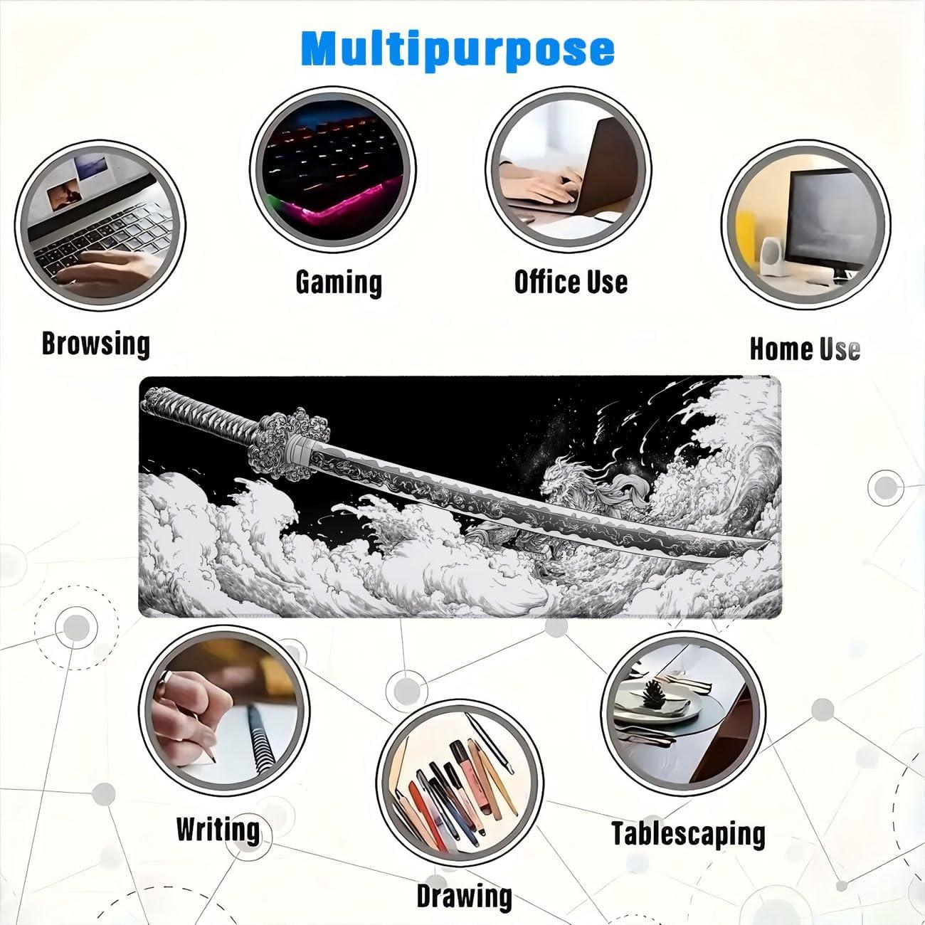 Alfombrilla de Ratón Grande MZCSDONG Espada Samurai 80x30 cm