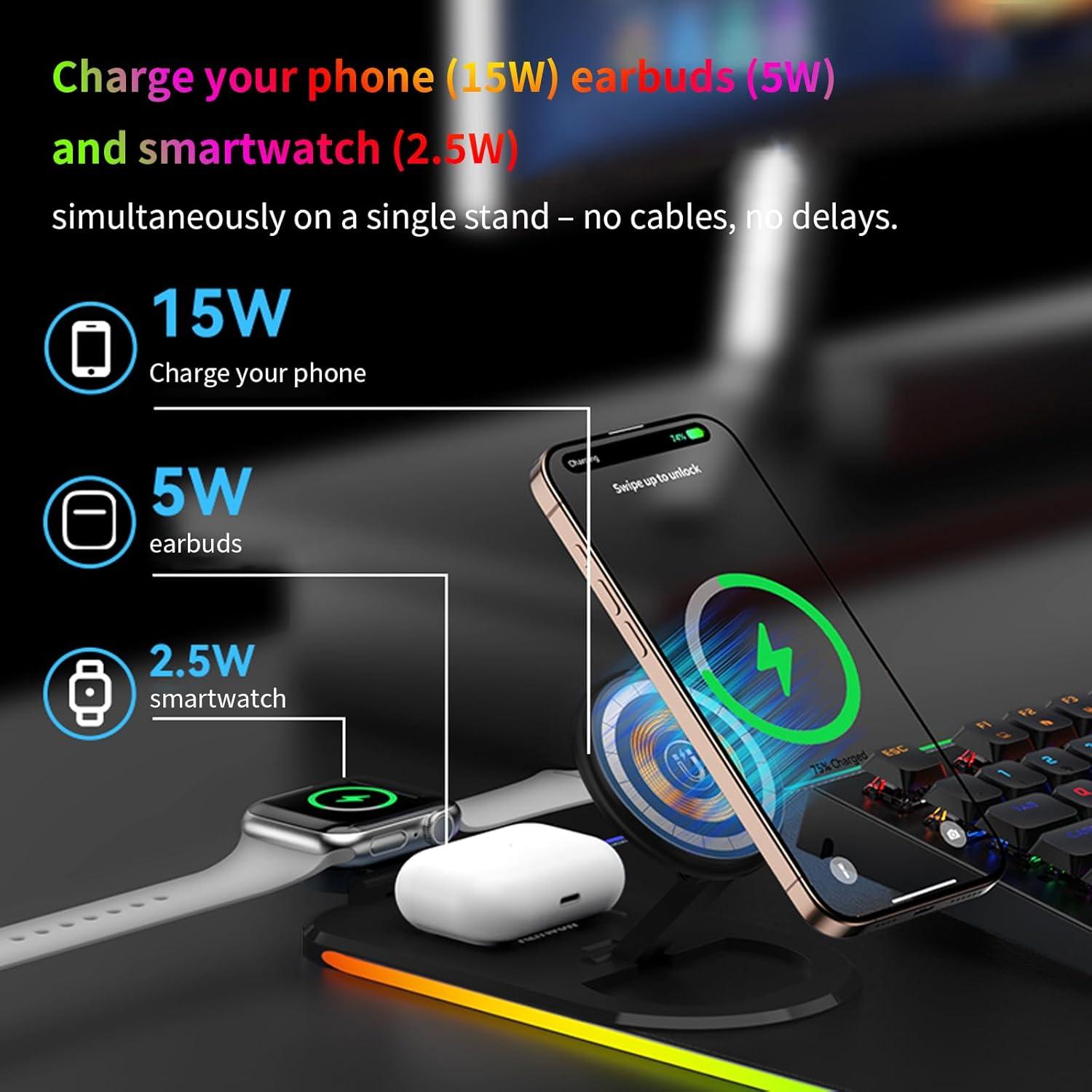 Alfombrilla de Carga Inalámbrica Ouluoa XXL RGB 80x30cm