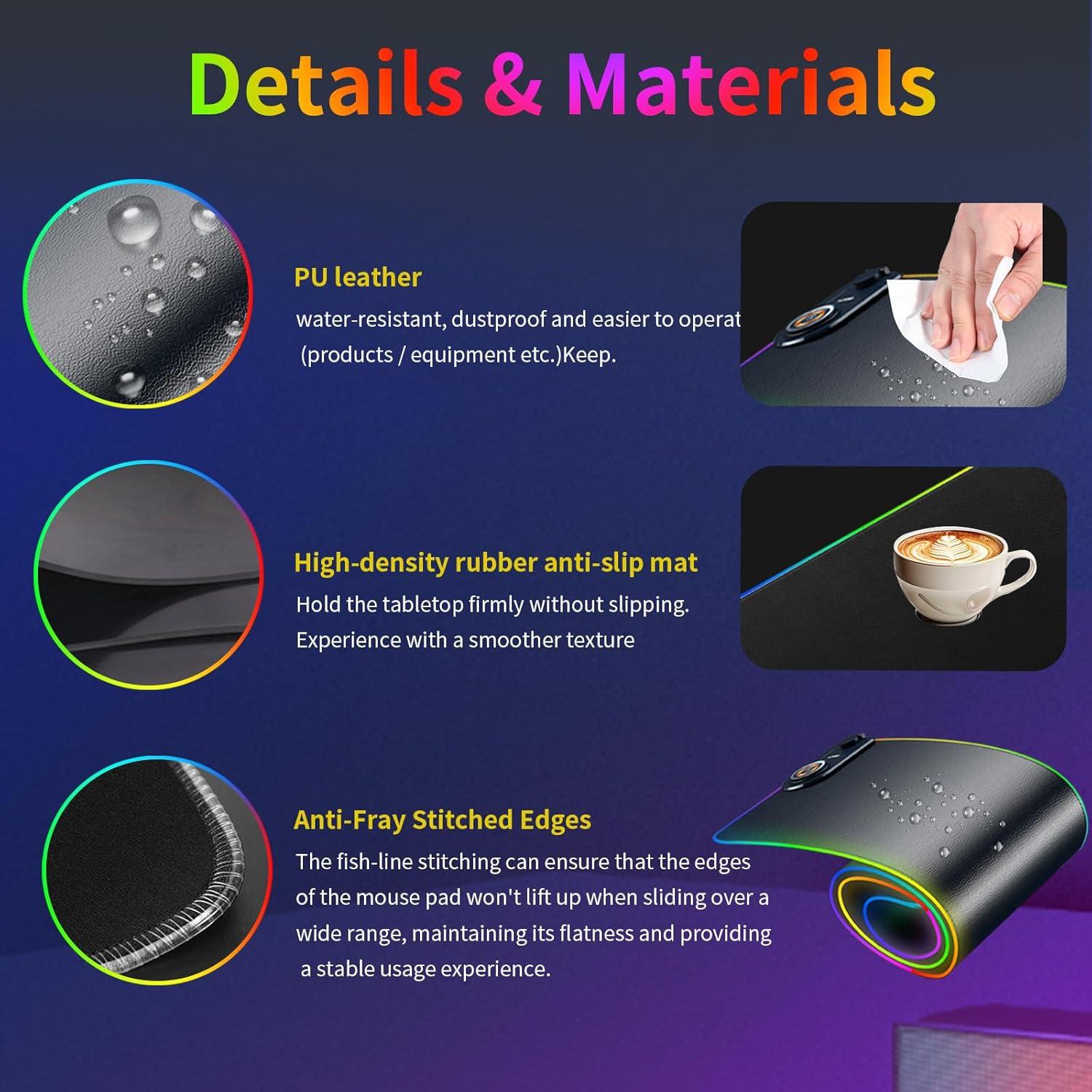 Alfombrilla de Carga Inalámbrica Ouluoa XXL RGB 80x30cm